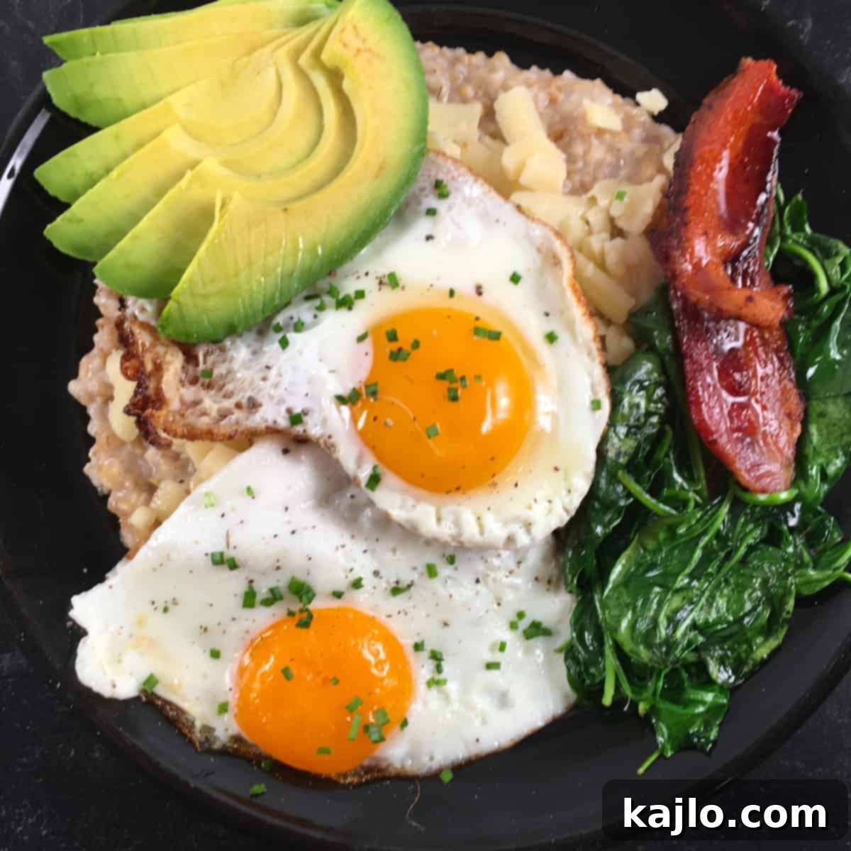 Savory Bacon Egg and Cheese Oatmeal 2 bacon egg cheese oatmeal