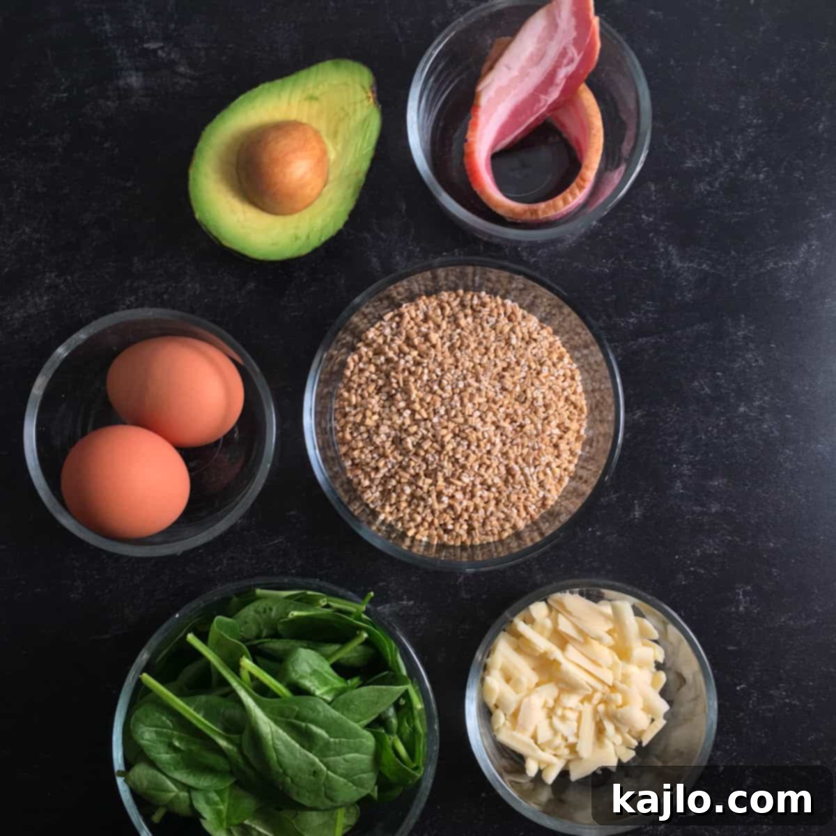 Savory Bacon Egg and Cheese Oatmeal 4 instant pot savory oatmeal ingredients