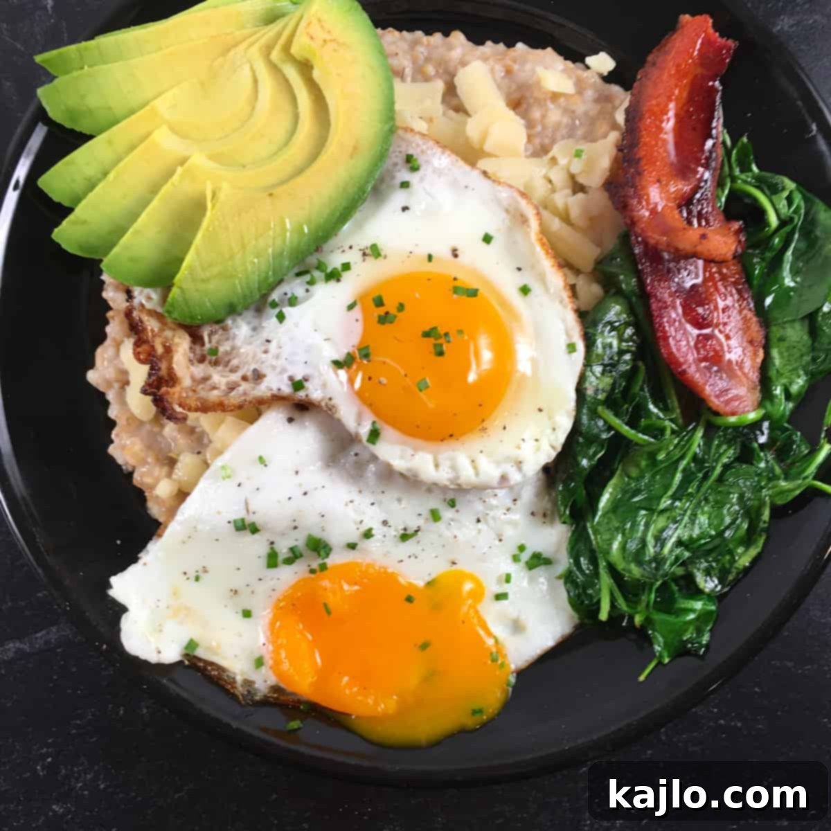 Savory Bacon Egg and Cheese Oatmeal 7 bacon egg cheese oatmeal recipe