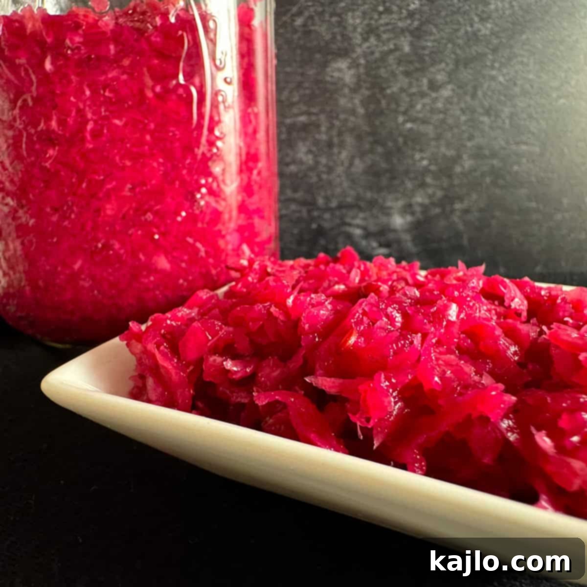 Red Cabbage Sauerkraut in a jar