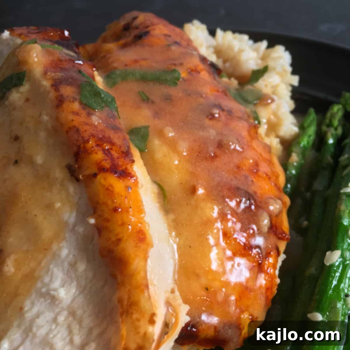 Carved chicken served with rich, homemade gravy.