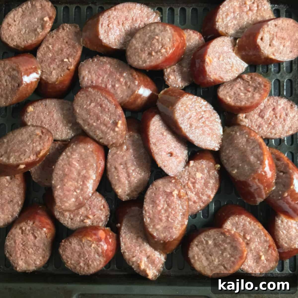 Air Fryer Kielbasa cooked to perfection