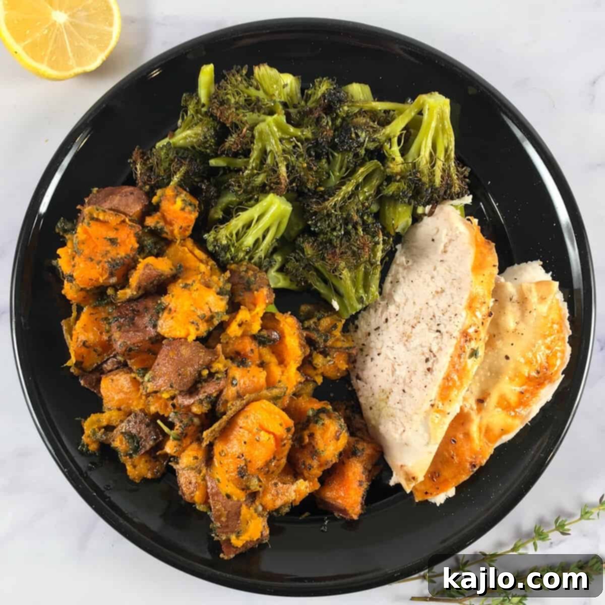 Rotisserie Chicken Perfection in the Air Fryer 3 chicken broccoli and sweet potato meal
