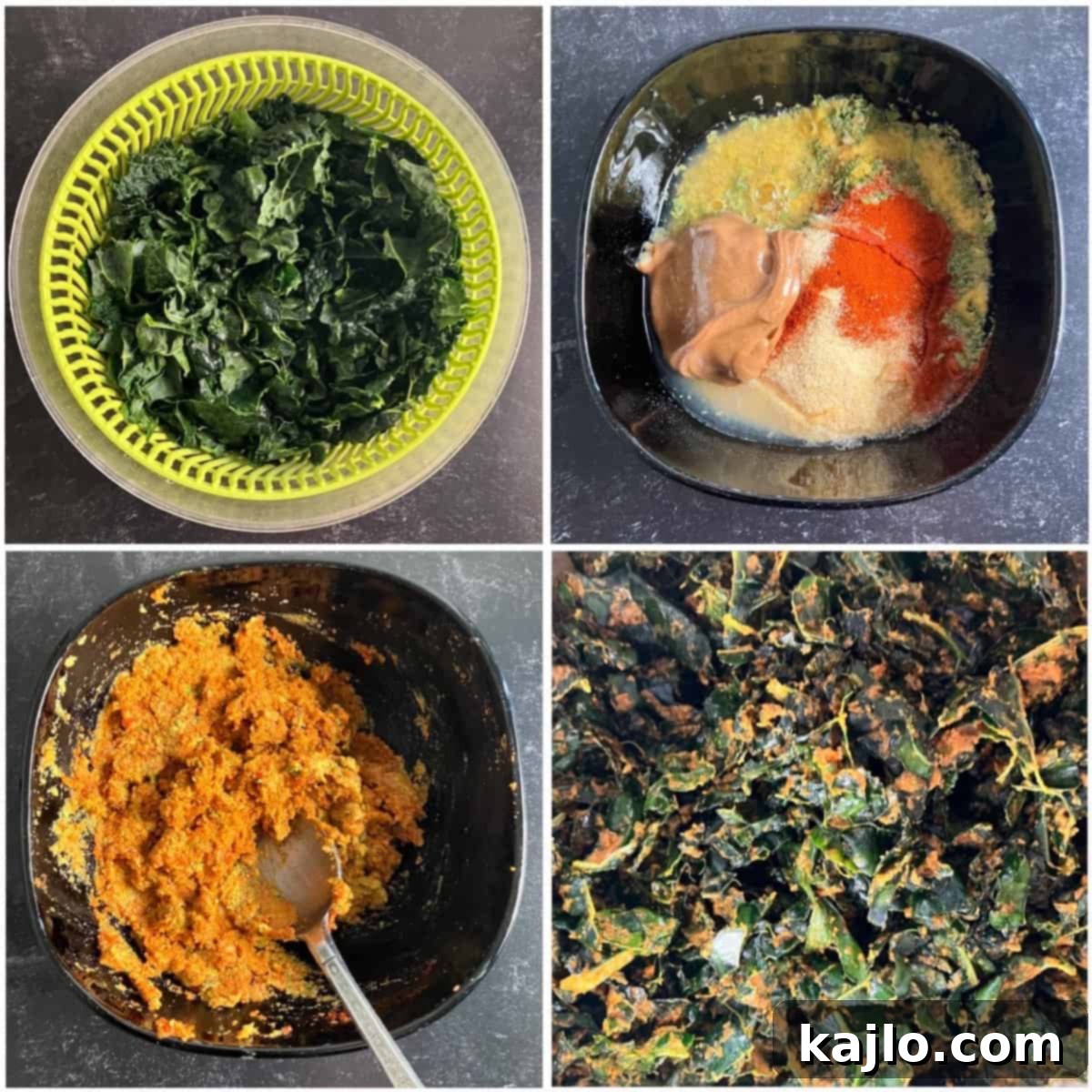 Vampire-Proof Dehydrated Garlic Kale Chips 4 Step-by-step process of making vampire killer kale chips