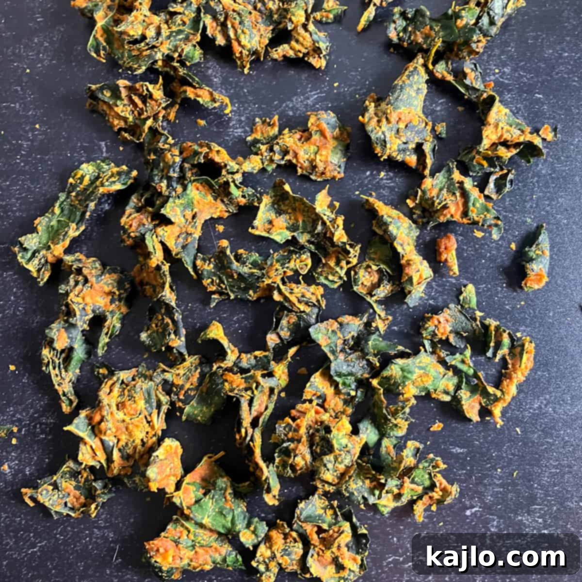 Vampire-Proof Dehydrated Garlic Kale Chips 6 Stored garlic kale chips