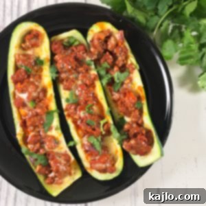Keto zucchini boats with chorizo square image