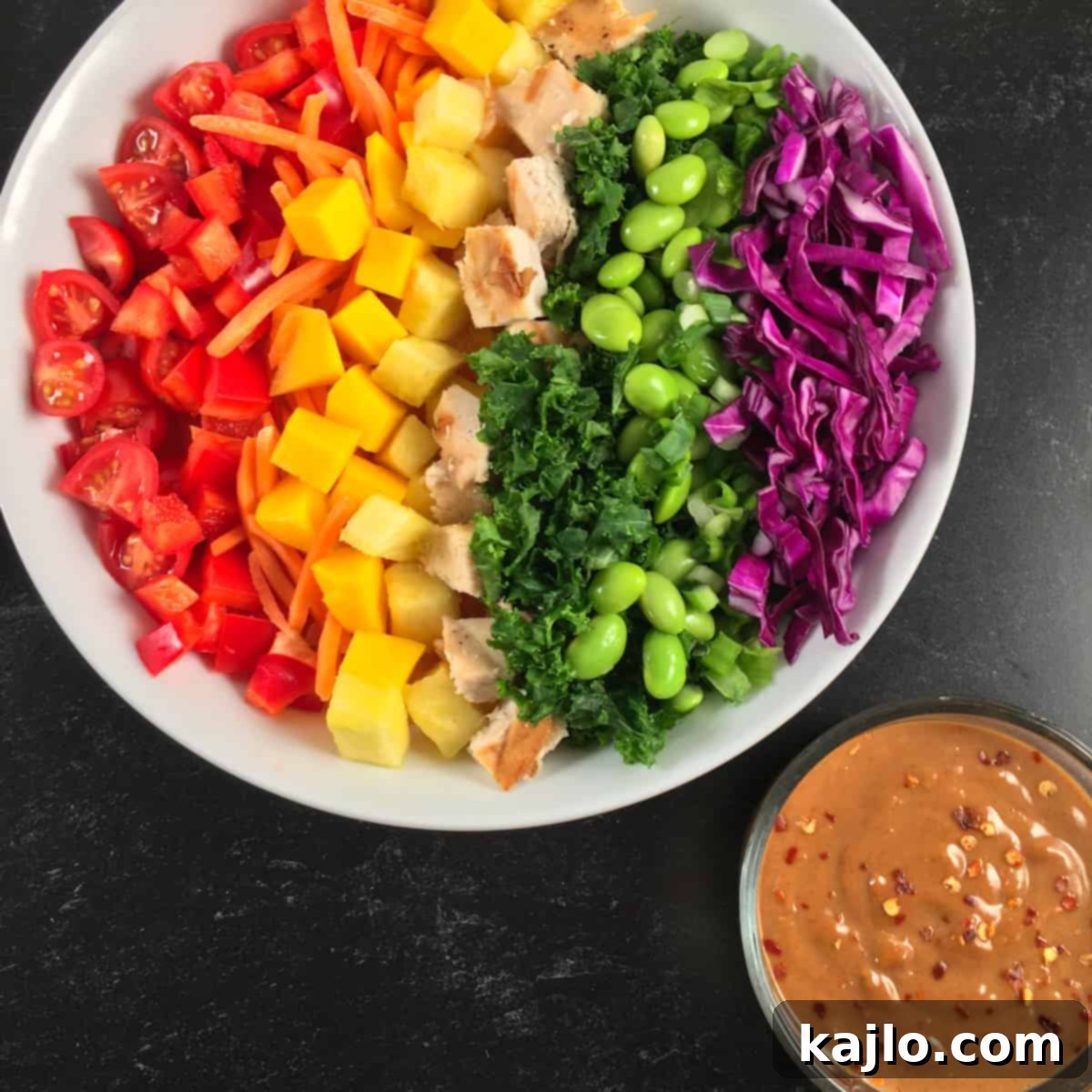 Keto Sugar Free Peanut Sauce Recipe 6 Colorful vegetables drizzled with keto peanut sauce