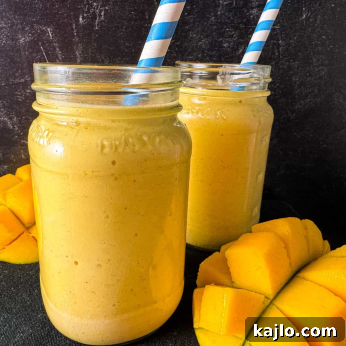 No Added Sugar Mango Lassi 6 Finished sugar free mango lassi recipe in glasses