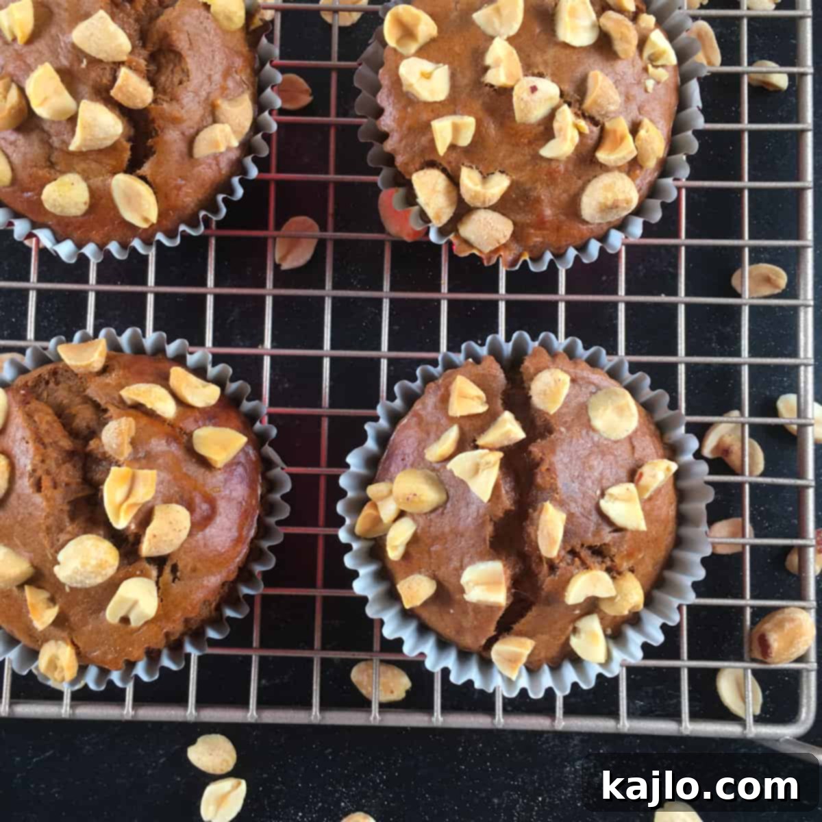 High Protein Air Fryer Muffins for Mass Gain 2 Air fryer chocolate peanut butter muffins: a stack of rich, high-calorie, gluten-free muffins for weight gain, perfect for breakfast or a snack