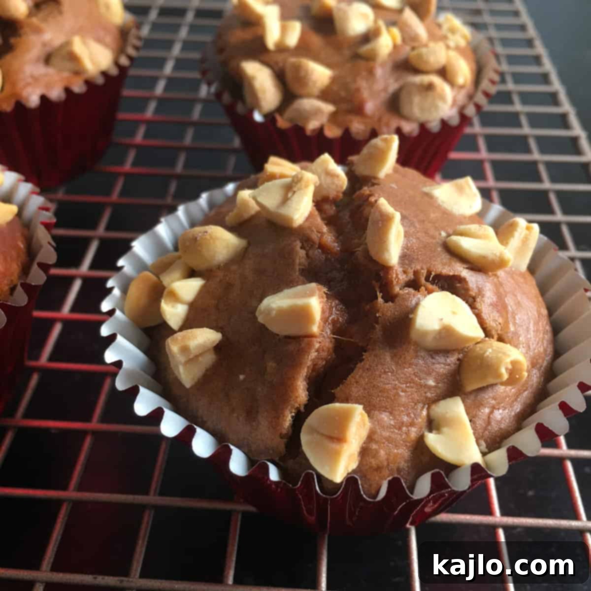 High Protein Air Fryer Muffins for Mass Gain 3 Grain free muffins air fryer: a close-up of fluffy, healthy muffins with chopped peanuts, highlighting their texture