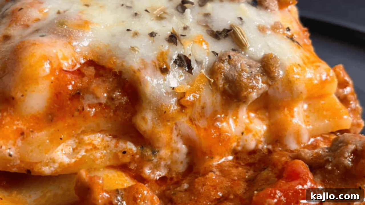 Hearty Costco Lasagna, a blend of pasta, savory sauce, and rich cheese layers