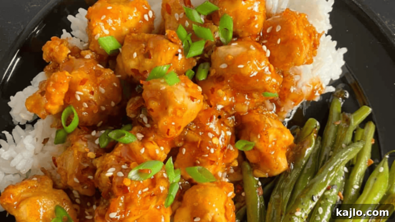 Air Fryer Wins 10 Recipes To Make You Forget Your Oven 4 Crispy Air Fryer Orange Chicken coated in a sticky, tangy sauce.