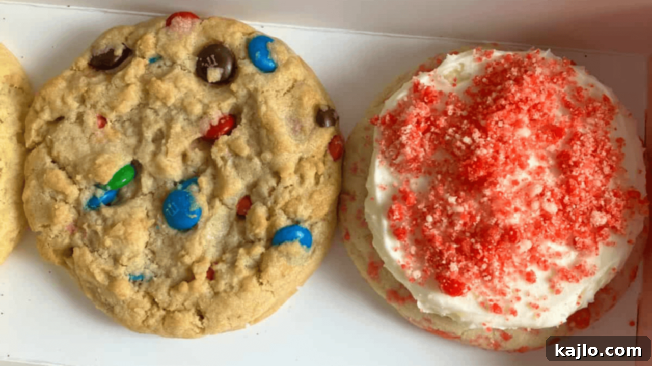 Crumbl Cookies displayed in a box