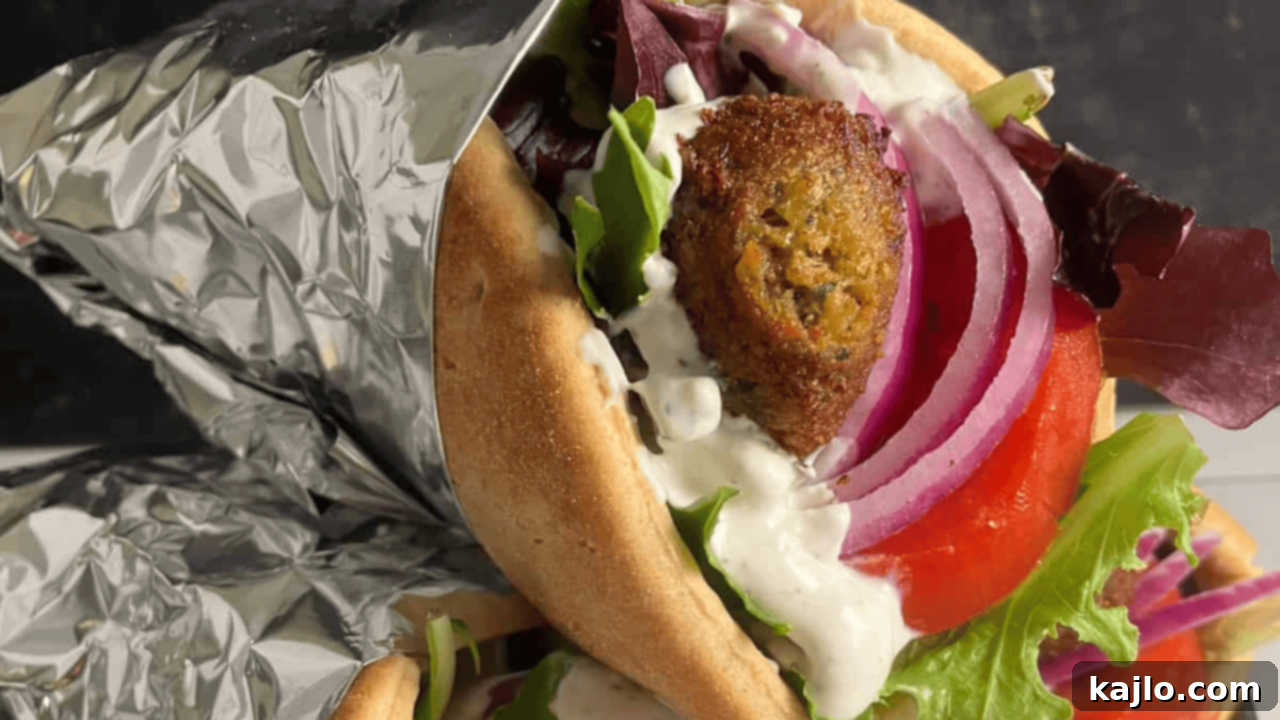 Vegetarian Falafel Gyro bursting with Mediterranean flavors