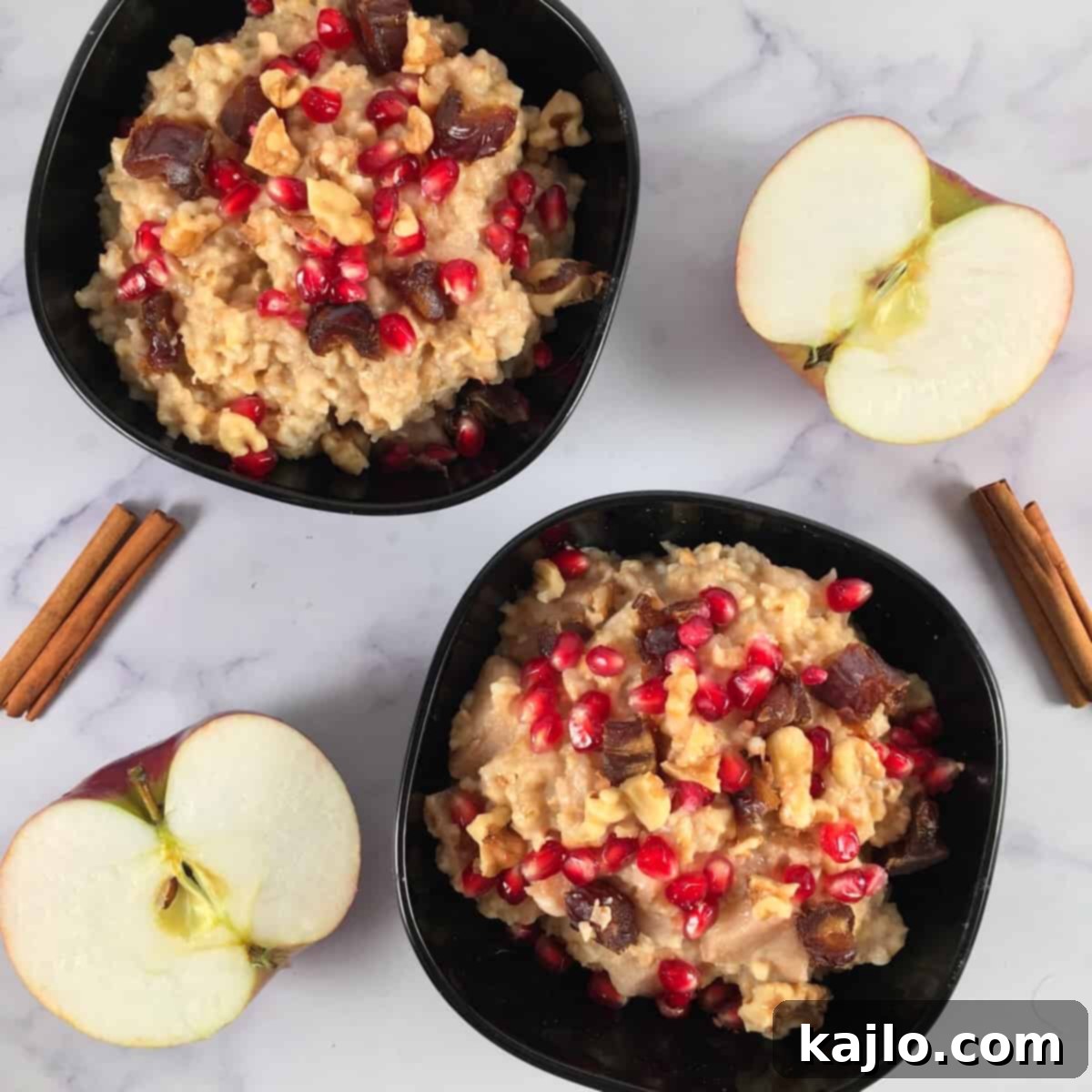 A hearty bowl of cinnamon apple steel cut oats, a perfect slow cooker breakfast.