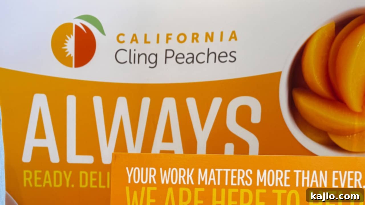 Single-serve containers of California Cling Peaches.