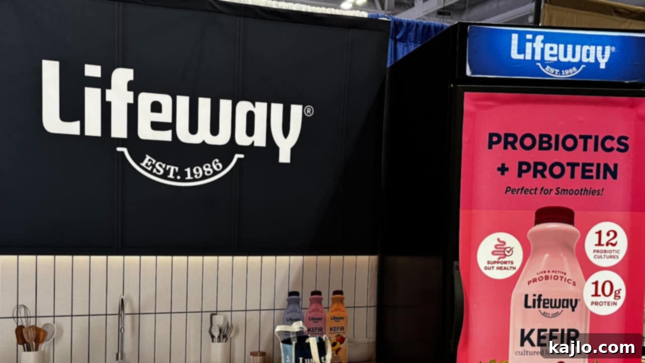 Bottle of Lifeway Kefir, a fermented milk drink.