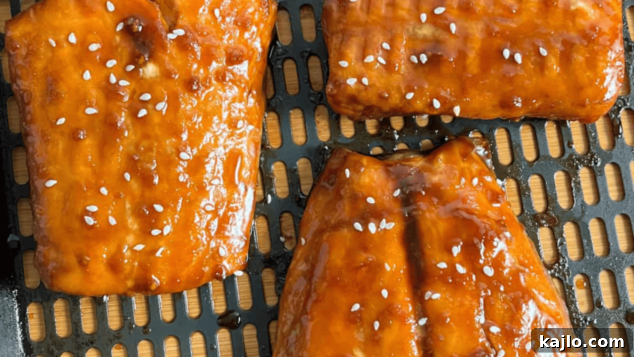 Two-Ingredient Wonders: Quick and Delicious 11 Flaky air fryer teriyaki salmon fillet with a glossy glaze
