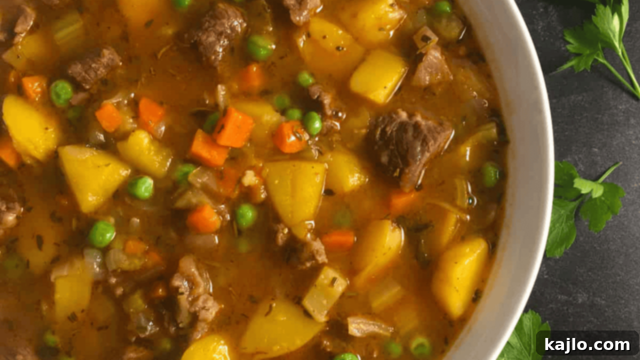 10 Soul-Warming Soups to Beat the Chill 8 Old Fashioned Beef and Vegetable Soup in a rustic bowl