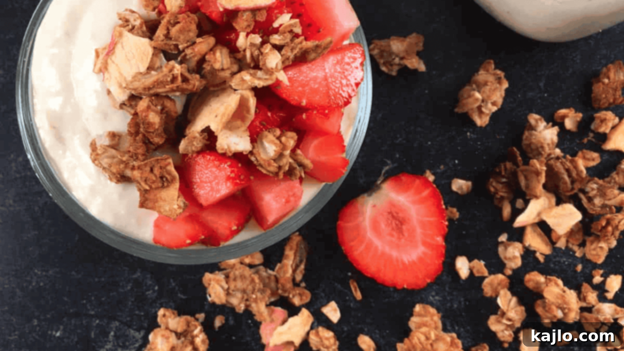 Creamy Instant Pot almond milk yogurt in a jar, made without thickeners, perfect for vegan diets