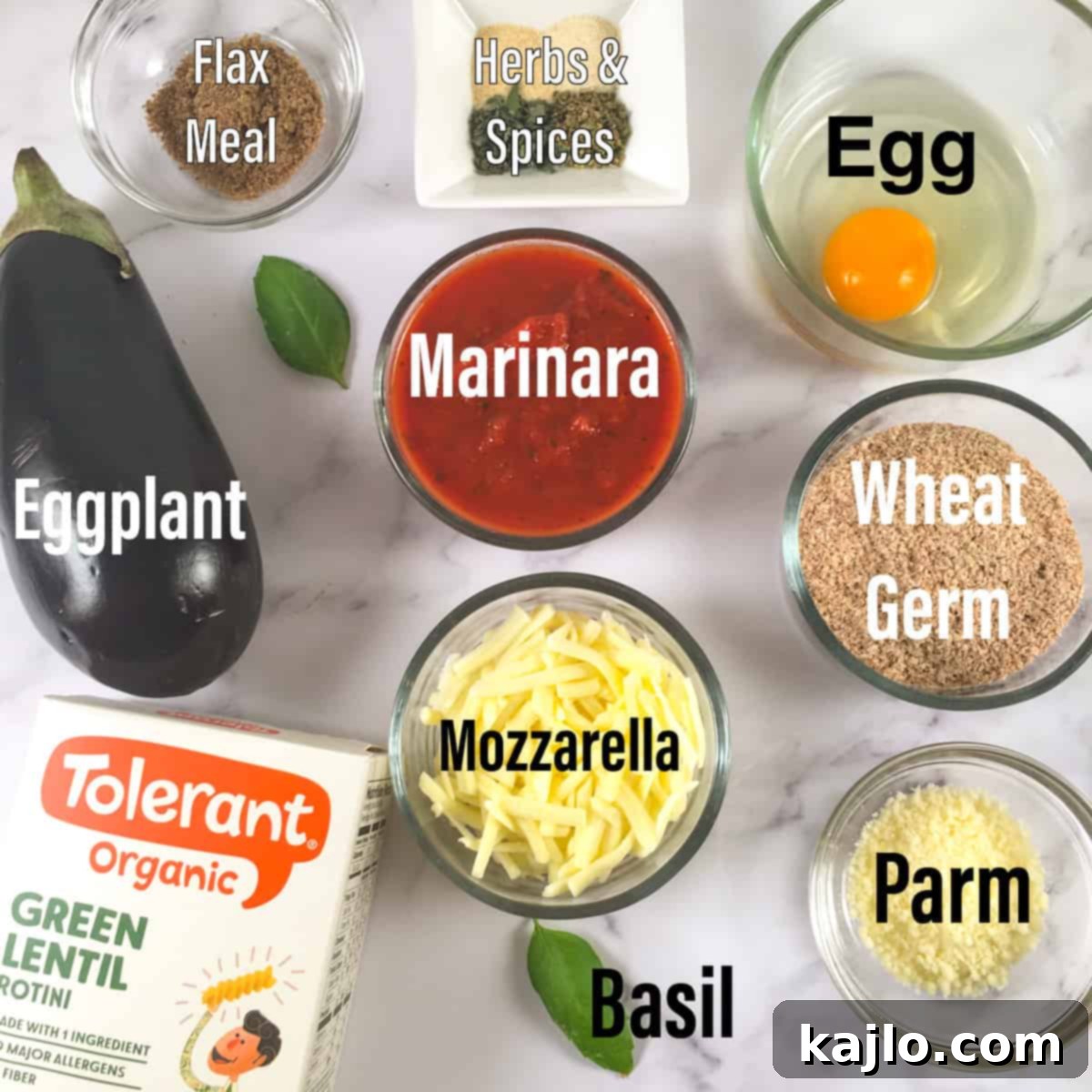 Crispy Air Fryer Eggplant Parmesan 3 air fryer eggplant parm ingredients spread out