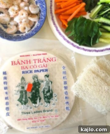 Preparing ingredients to make fresh spring rolls