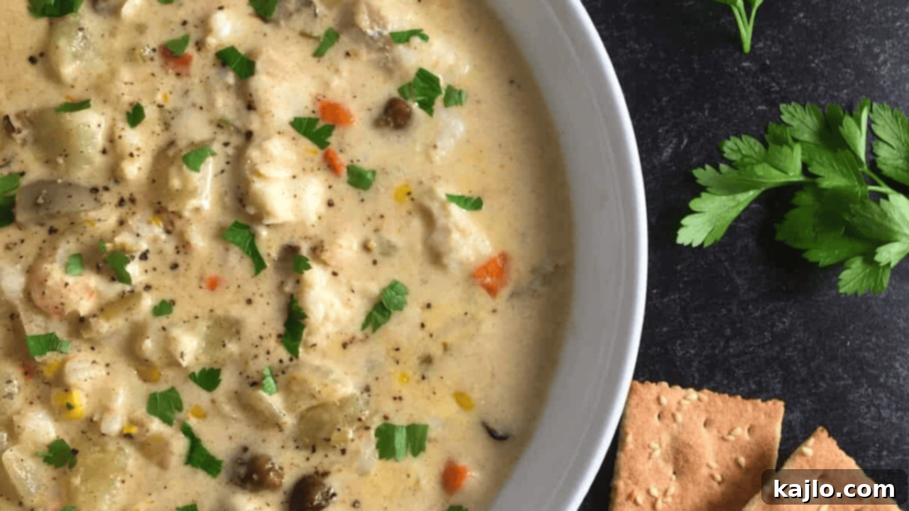 Rich and hearty Instant Pot Seafood Chowder with mixed seafood and potatoes