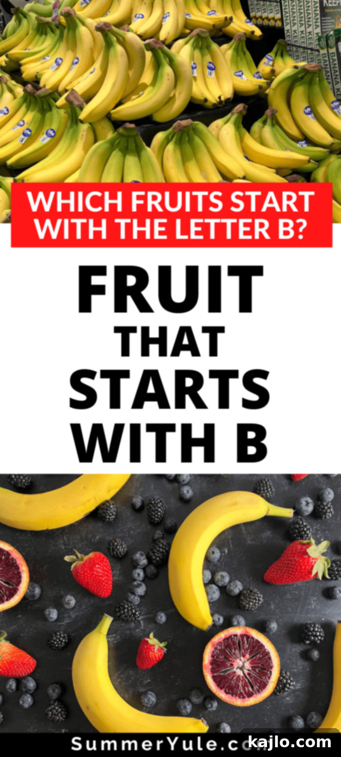 The World of B Fruits Over 40 Varieties Revealed 13 A visually appealing collection of various fruits that begin with the letter B.