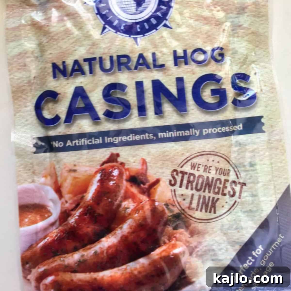 Hog casings, neatly organized on a ring, ready for rinsing and use