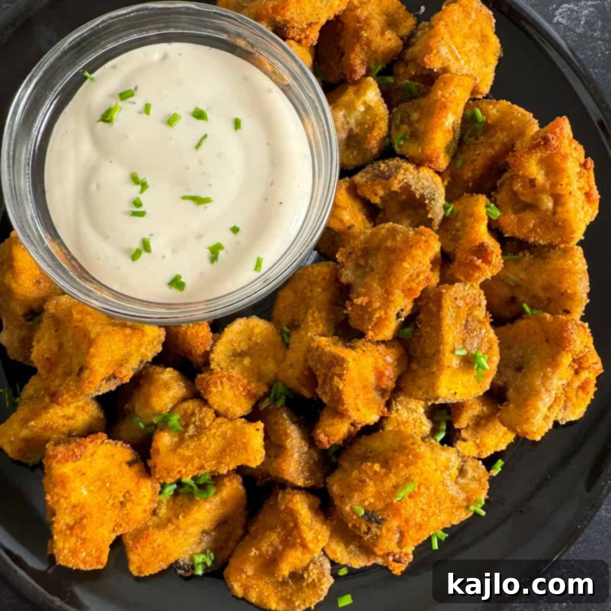 Golden crispy air fryer breaded mushrooms