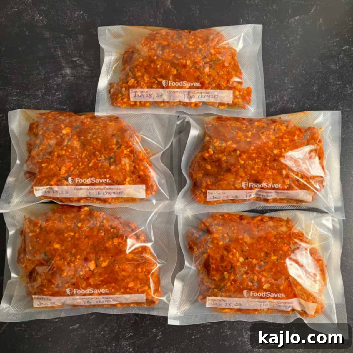 Crafting Authentic Mexican Chorizo at Home 10 Multiple packages of vacuum-sealed chorizo in a freezer drawer