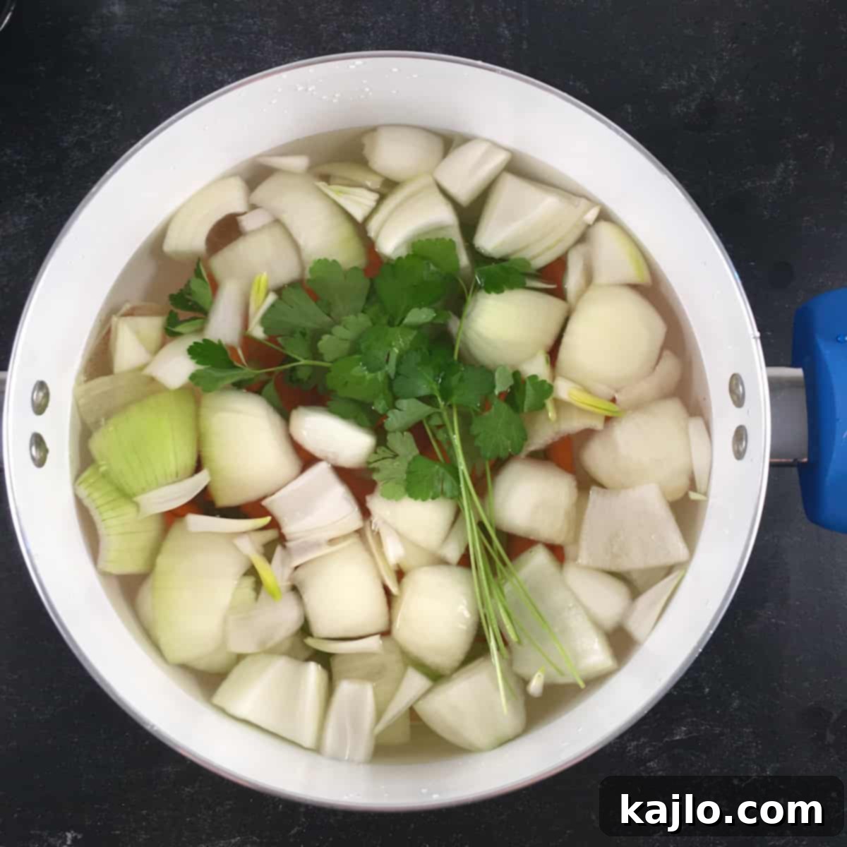 Cooking homemade veggie broth for baby