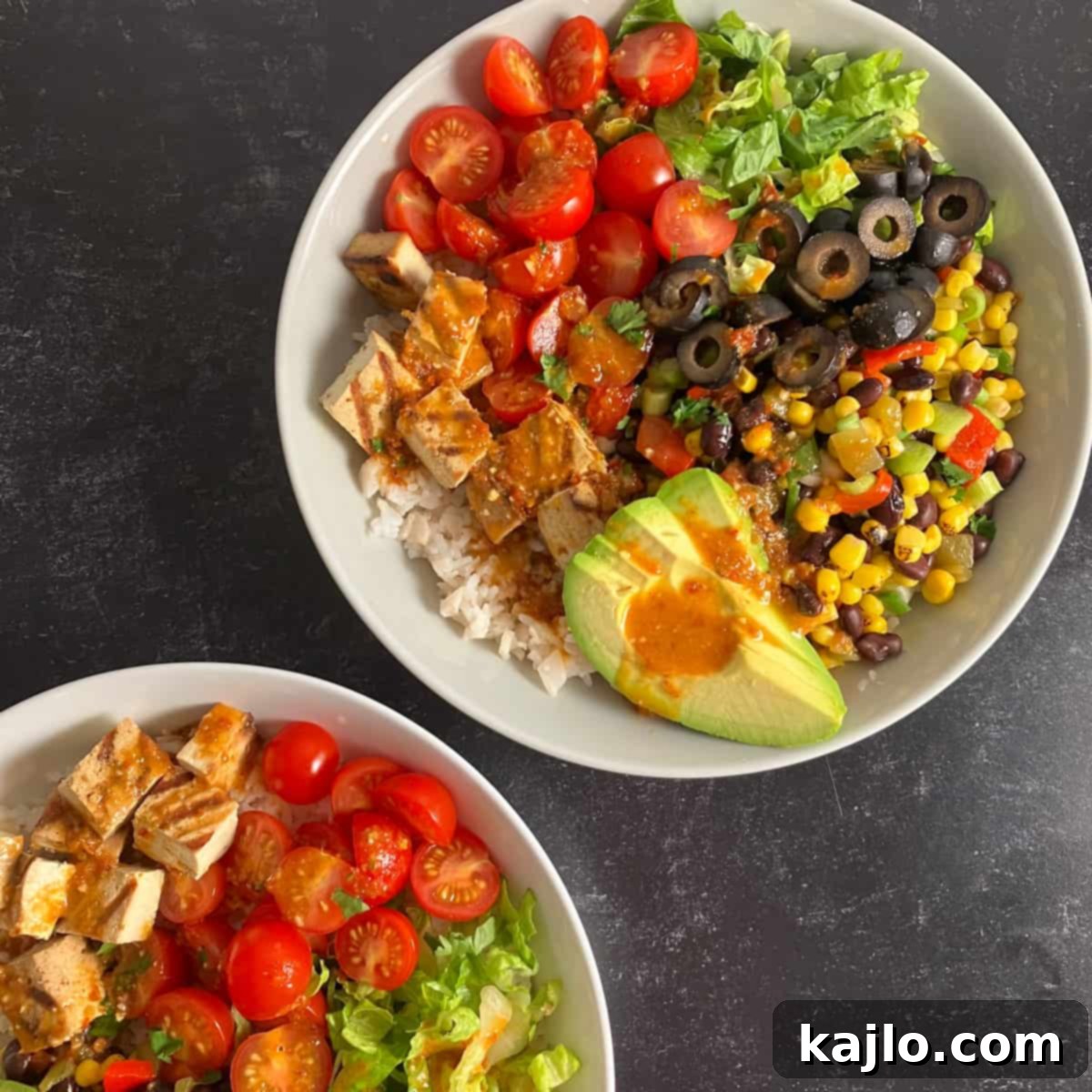 High Protein Mexican Tofu Power Bowl 2 vegan protein bowls