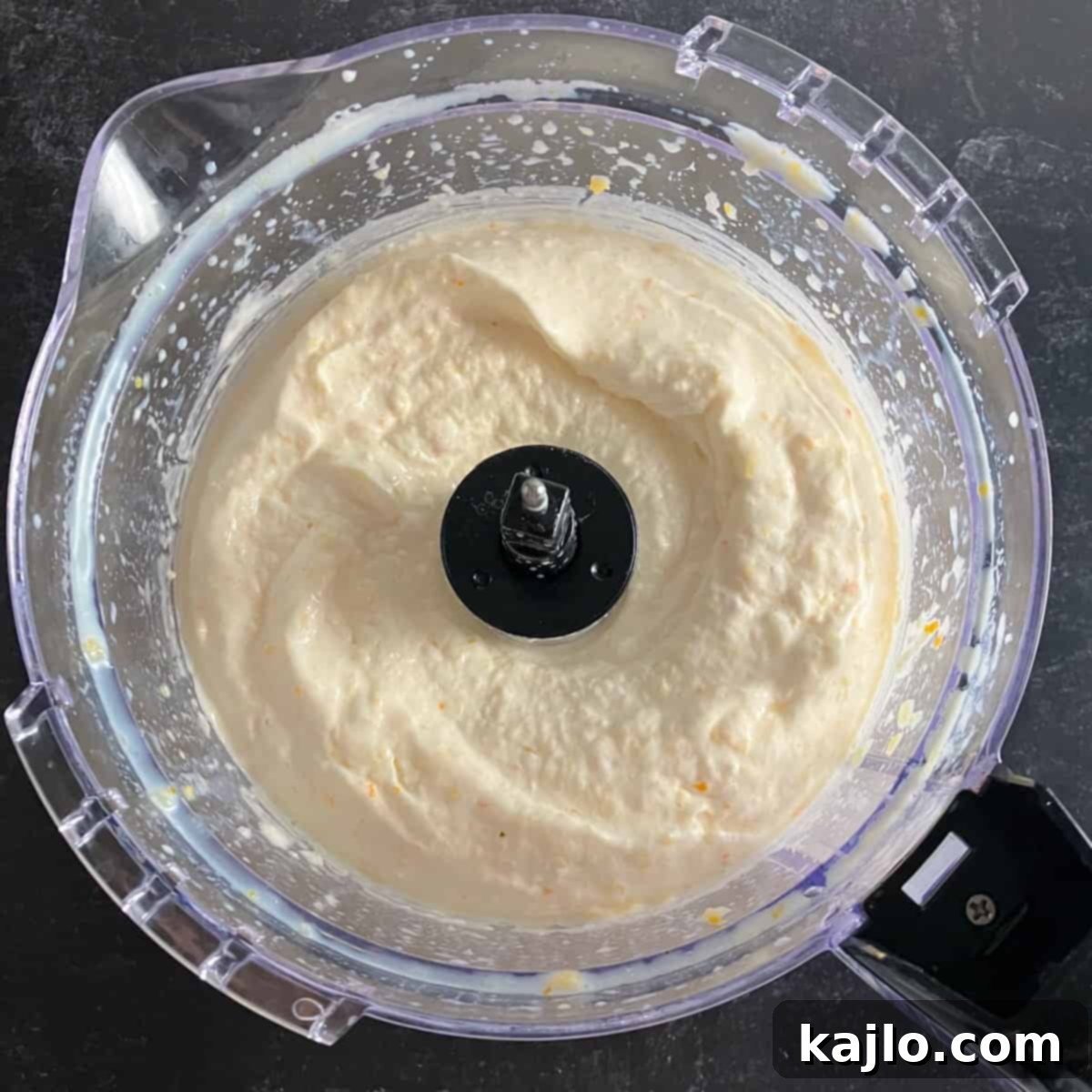 Guilt-Free Peach Pineapple Smoothie 5 Smoothie blended to a creamy, fluffy texture in a food processor