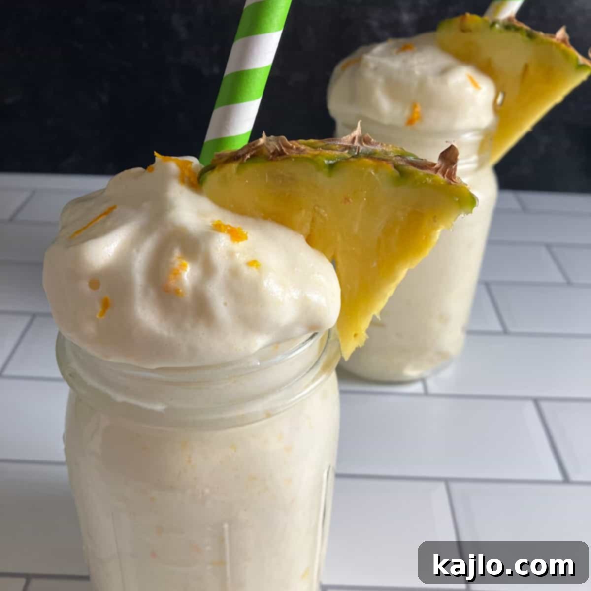 Guilt-Free Peach Pineapple Smoothie 6 Finished peach pineapple smoothie served in a glass