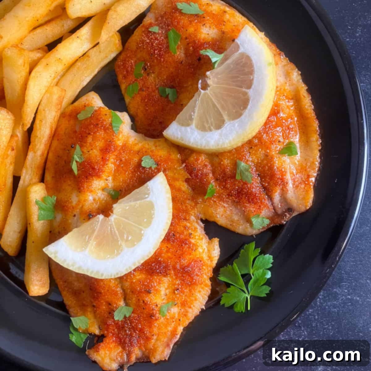 Easy Air Fryer Frozen Tilapia 2 Air fryer cooked frozen tilapia fillets, perfectly seasoned and ready to eat.