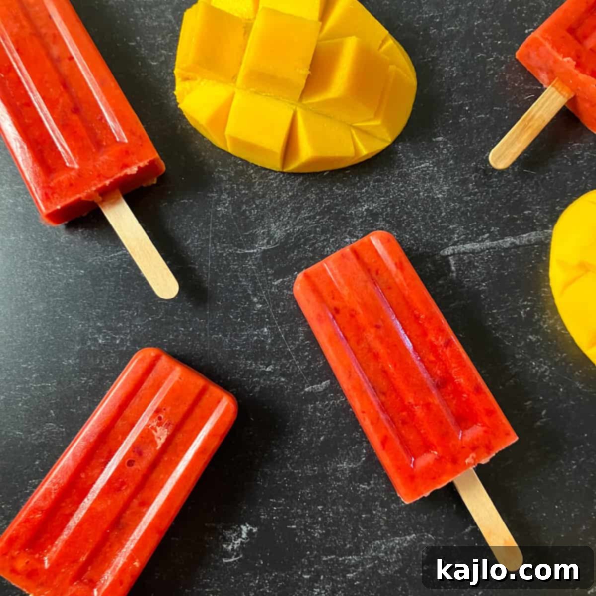 Summer Cherry Mango Pops 2 Vibrant homemade cherry mango popsicles ready to be enjoyed