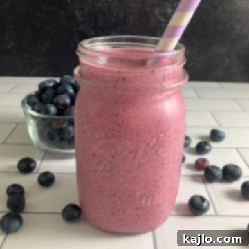 Delicious peach blueberry smoothie