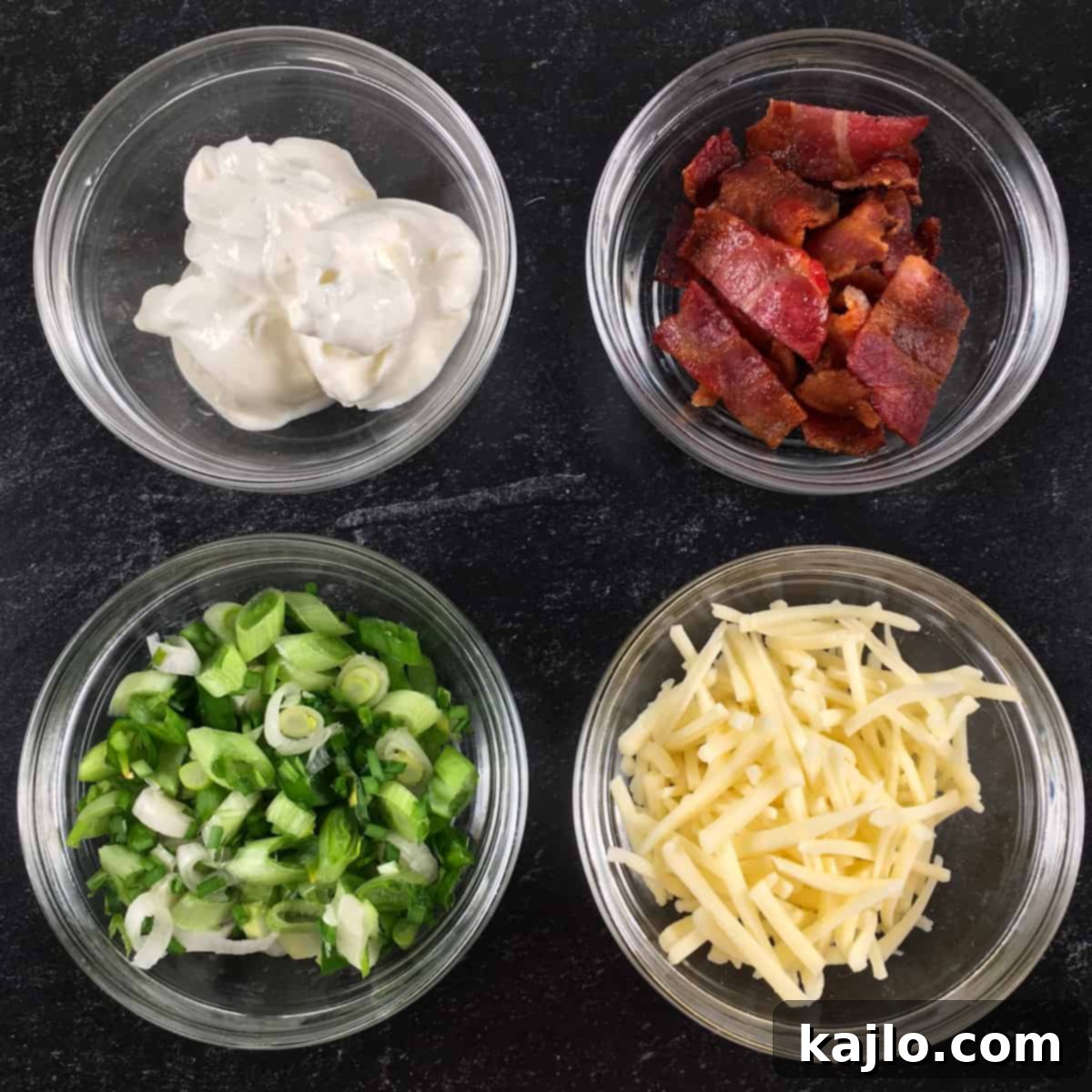 A vibrant selection of fresh toppings for loaded air fryer radishes.