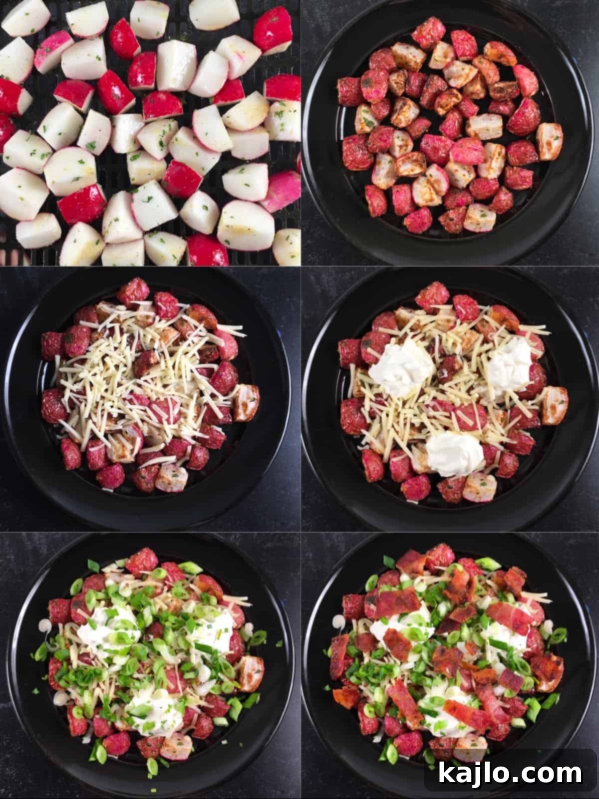 Detailed process of preparing radishes for the air fryer.