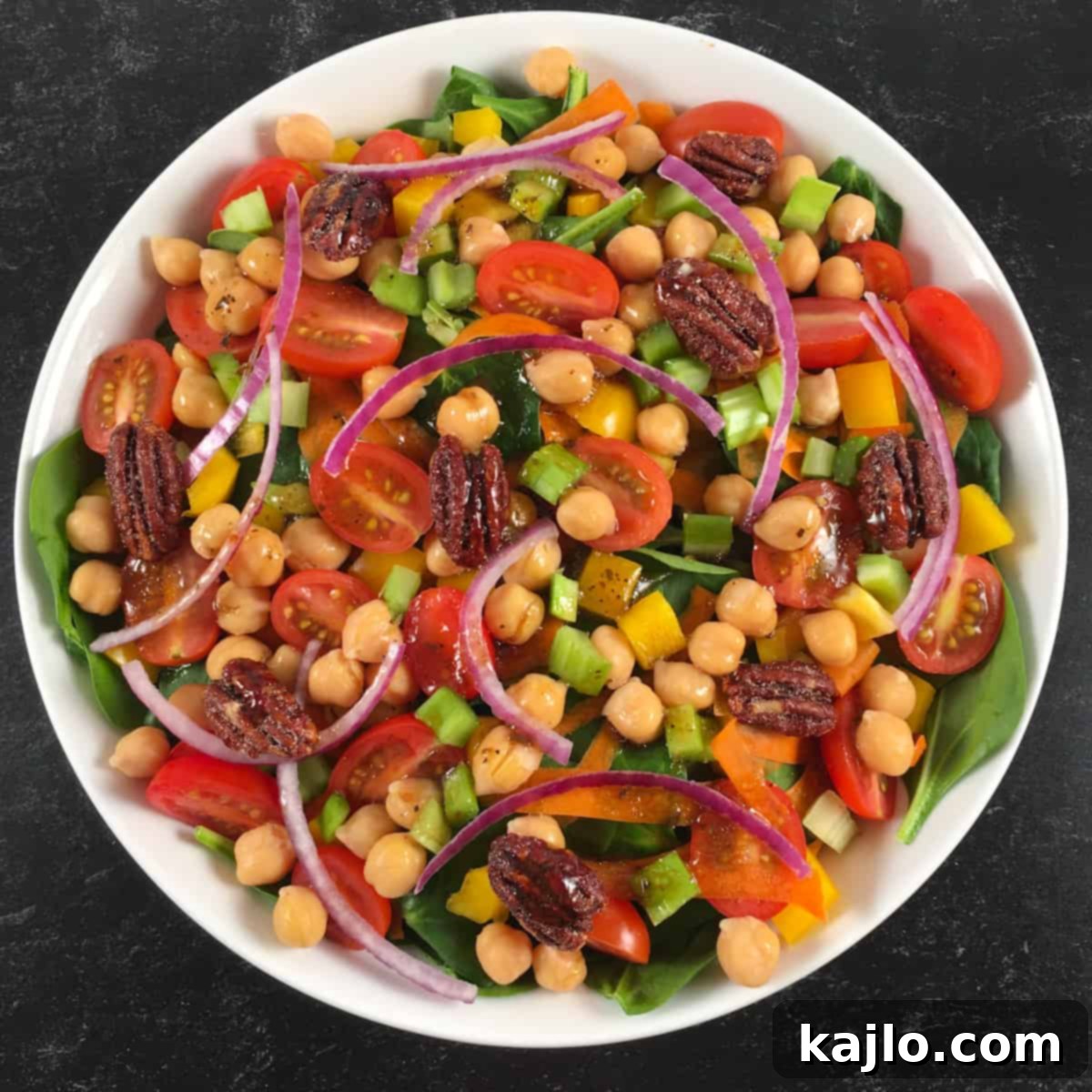 Finished spinach salad vegan ready to serve