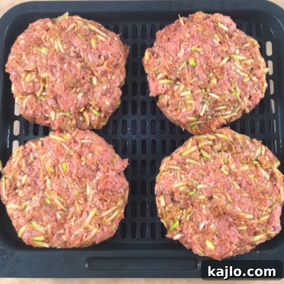 Perfect Air Fryer Turkey Burgers Without Breadcrumbs 4 raw turkey burgers
